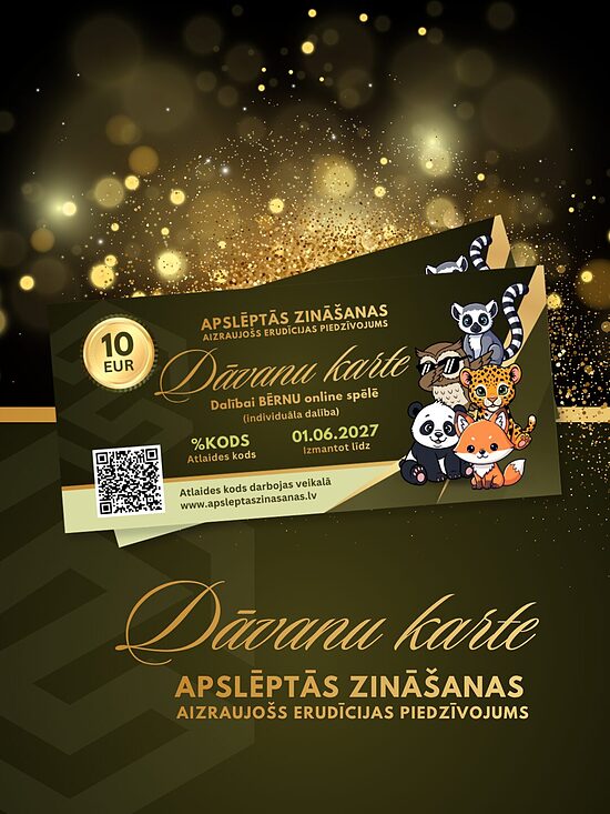 Komandas dalība ONLINE BĒRNU spēlē 1.-4.klase (Dāvanu karte)